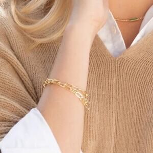 LOREN STEWART Gold Double Wrap Paper Clip Chain Bracelet